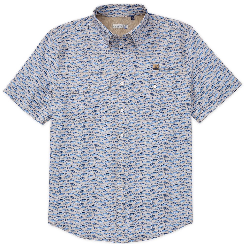 Westport Lifestyle Short Sleeve Saugatuck Fishy Swirl Print Fishing Shirt 4XT